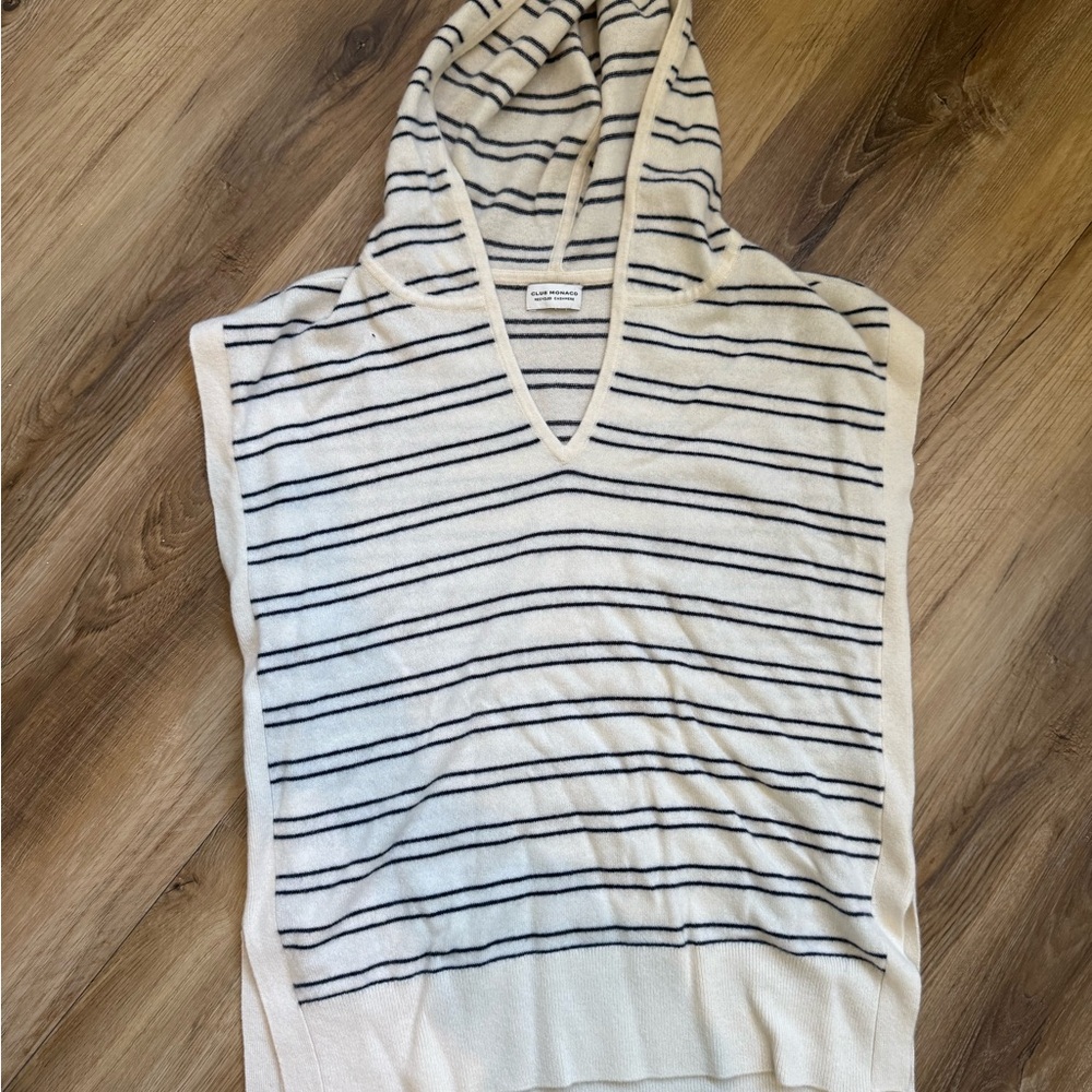 Club Monaco Cream and Black Striped Knit Top